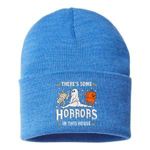 Theres Some Horrors In This House Ghost Pumpkin Halloween Sustainable Knit Beanie