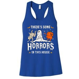 Theres Some Horrors In This House Ghost Pumpkin Halloween Women's Racerback Tank