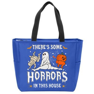 Theres Some Horrors In This House Ghost Pumpkin Halloween Zip Tote Bag