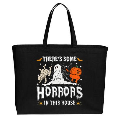 Theres Some Horrors In This House Ghost Pumpkin Halloween Cotton Canvas Jumbo Tote