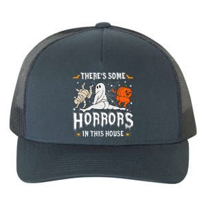 Theres Some Horrors In This House Ghost Pumpkin Halloween Yupoong Adult 5-Panel Trucker Hat