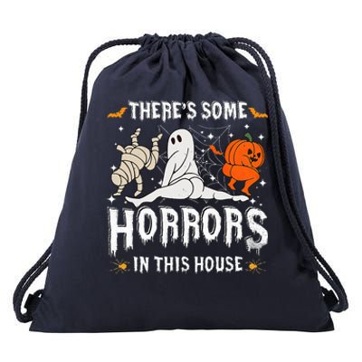 Theres Some Horrors In This House Ghost Pumpkin Halloween Drawstring Bag