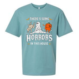 Theres Some Horrors In This House Ghost Pumpkin Halloween Sueded Cloud Jersey T-Shirt