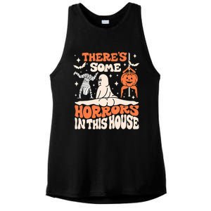 ThereS Some Horrors In This House Ghost Pumpkin Halloween Ladies PosiCharge Tri-Blend Wicking Tank