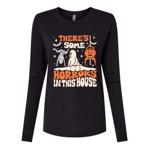 ThereS Some Horrors In This House Ghost Pumpkin Halloween Womens Cotton Relaxed Long Sleeve T-Shirt