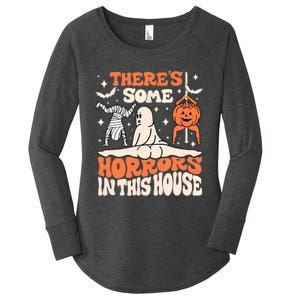 ThereS Some Horrors In This House Ghost Pumpkin Halloween Women's Perfect Tri Tunic Long Sleeve Shirt