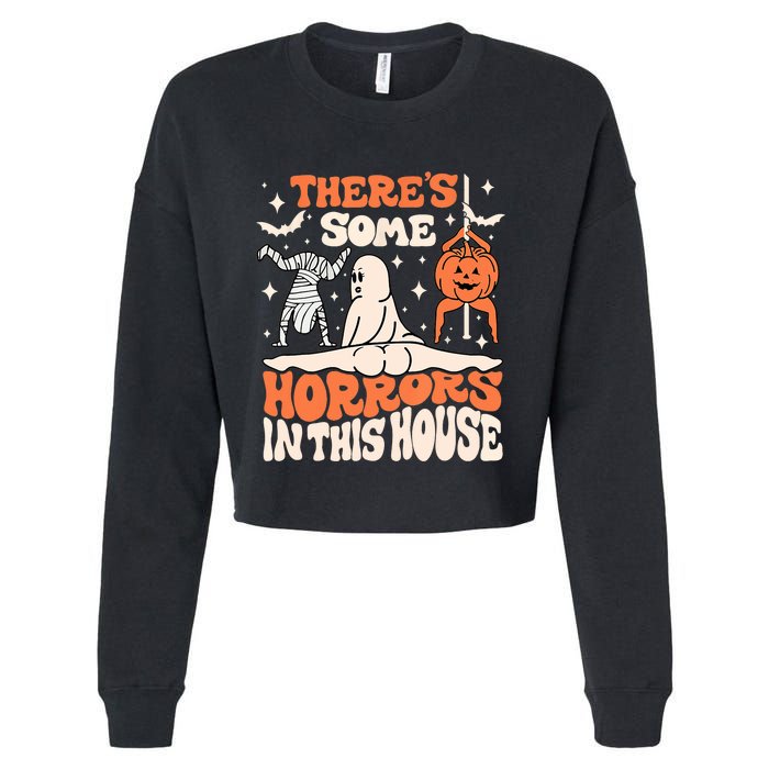 ThereS Some Horrors In This House Ghost Pumpkin Halloween Cropped Pullover Crew