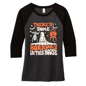 ThereS Some Horrors In This House Ghost Pumpkin Halloween Women's Tri-Blend 3/4-Sleeve Raglan Shirt