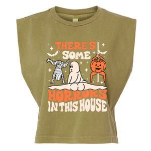 ThereS Some Horrors In This House Ghost Pumpkin Halloween Garment-Dyed Women's Muscle Tee