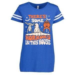 ThereS Some Horrors In This House Ghost Pumpkin Halloween Enza Ladies Jersey Football T-Shirt