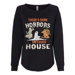 Theres Some Horrors In This House Halloween Pumpkin Ghost Womens California Wash Sweatshirt