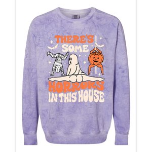 ThereS Some Horrors In This House Ghost Pumpkin Halloween Colorblast Crewneck Sweatshirt