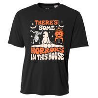 ThereS Some Horrors In This House Ghost Pumpkin Halloween Cooling Performance Crew T-Shirt