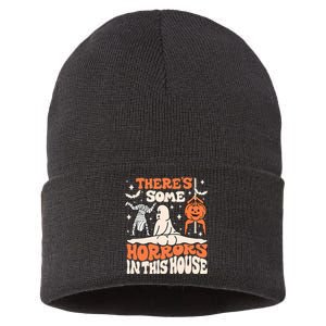 ThereS Some Horrors In This House Ghost Pumpkin Halloween Sustainable Knit Beanie