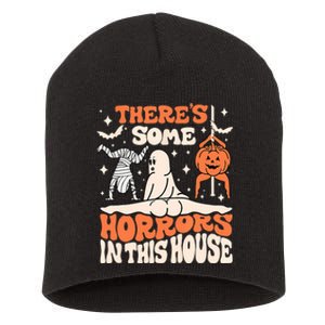 ThereS Some Horrors In This House Ghost Pumpkin Halloween Short Acrylic Beanie