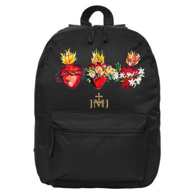 Three Sacred Hearts Of Jesus Mary Joseph Jmj Catholic 16 in Basic Backpack