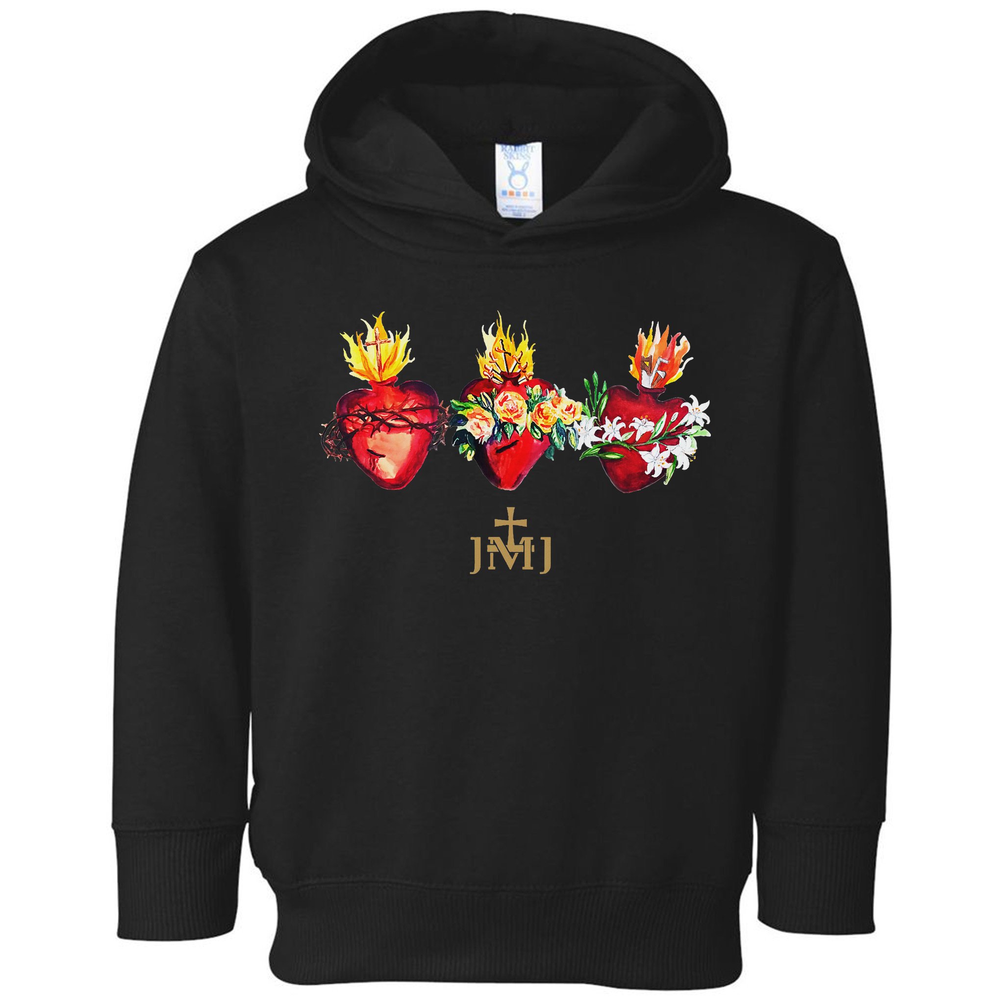 Three Sacred Hearts Of Jesus Mary Joseph Jmj Catholic Toddler Hoodie