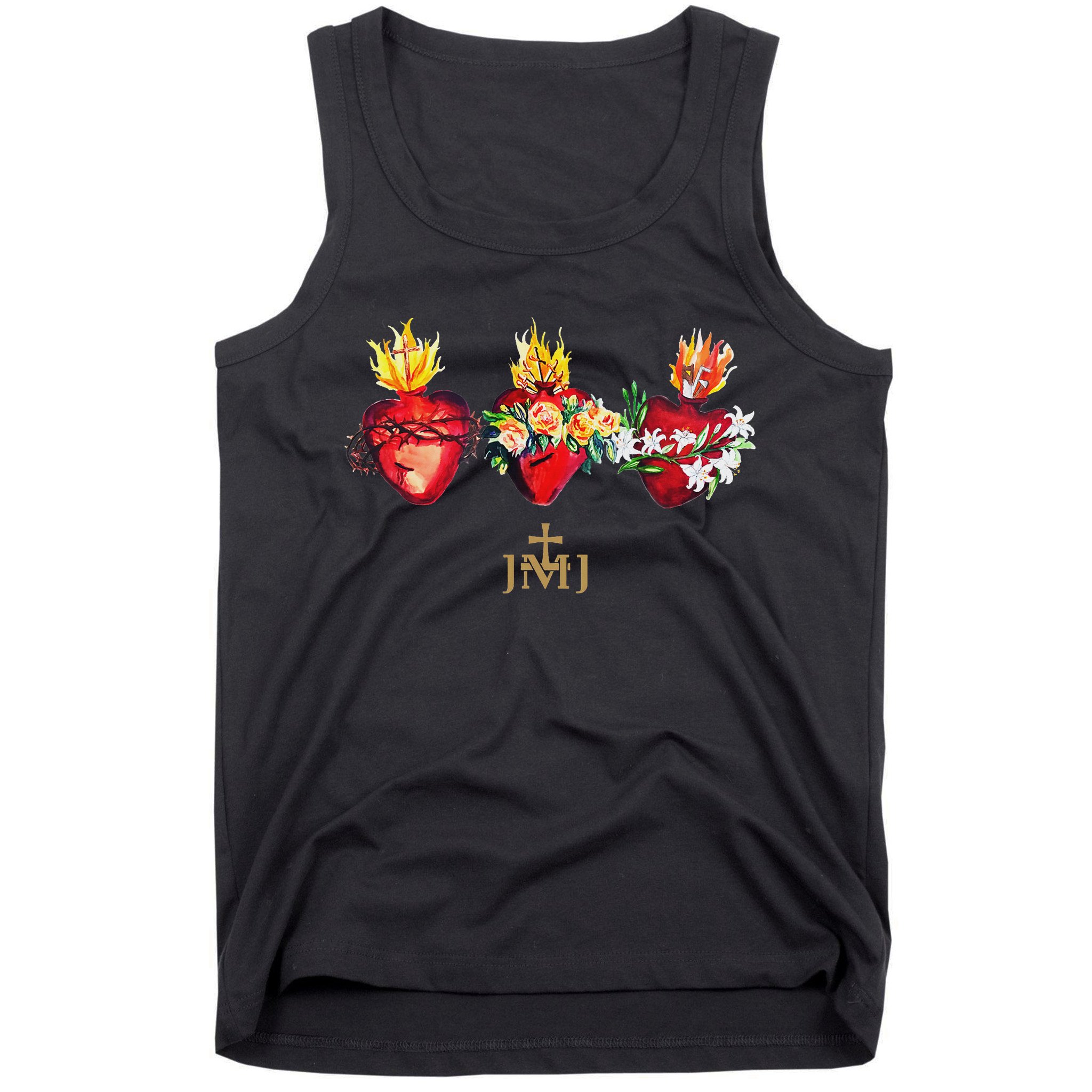 Three Sacred Hearts Of Jesus Mary Joseph Jmj Catholic Tank Top