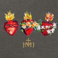 Three Sacred Hearts Of Jesus Mary Joseph Jmj Catholic Cotton Canvas Backpack