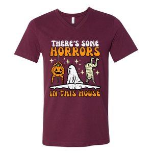 Theres Some Horrors In This House Funny Halloween V-Neck T-Shirt