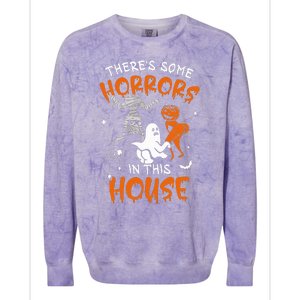 Theres Some Horrors In This House Ghost Pumpkin Halloween Colorblast Crewneck Sweatshirt