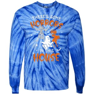 Theres Some Horrors In This House Ghost Pumpkin Halloween Tie-Dye Long Sleeve Shirt