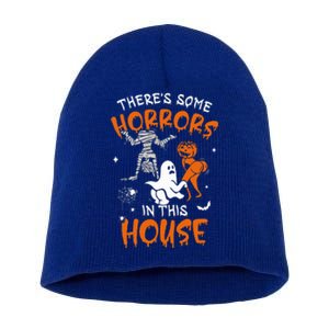 Theres Some Horrors In This House Ghost Pumpkin Halloween Short Acrylic Beanie