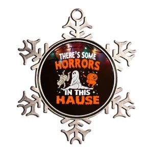 Theres Some Horrors In This House Ghost Pumpkin Halloween Metallic Star Ornament