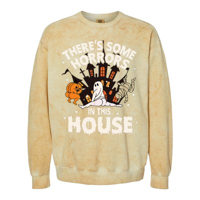 Theres Some Horrors In This House Ghost Halloween Funny Colorblast Crewneck Sweatshirt