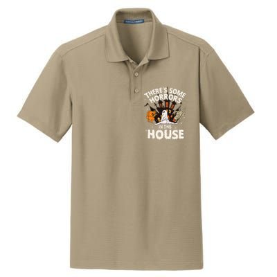 Theres Some Horrors In This House Ghost Halloween Funny Dry Zone Grid Polo