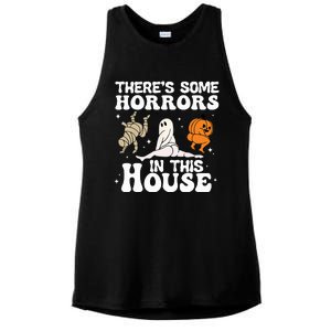 Theres Some Horrors In This House Ghost Pumpkin Halloween Ladies PosiCharge Tri-Blend Wicking Tank