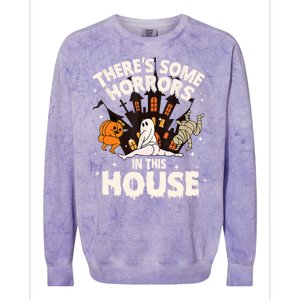 Theres Some Horrors In This House Pumpkin Ghost Halloween Colorblast Crewneck Sweatshirt