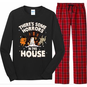 Theres Some Horrors In This House Pumpkin Ghost Halloween Long Sleeve Pajama Set