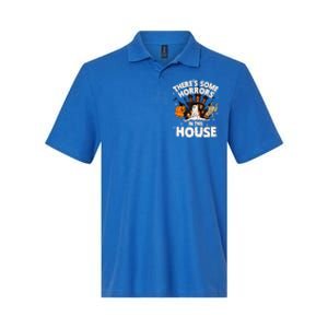 Theres Some Horrors In This House Pumpkin Ghost Halloween Softstyle Adult Sport Polo