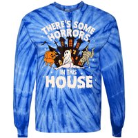 Theres Some Horrors In This House Pumpkin Ghost Halloween Tie-Dye Long Sleeve Shirt