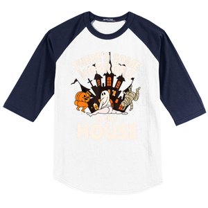 Theres Some Horrors In This House Pumpkin Ghost Halloween Baseball Sleeve Shirt