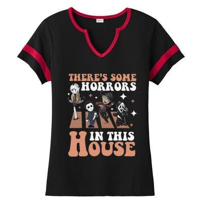 ThereS Some Horrors In This House Funny Horror Characters Ladies Halftime Notch Neck Tee