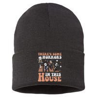 ThereS Some Horrors In This House Funny Horror Characters Sustainable Knit Beanie