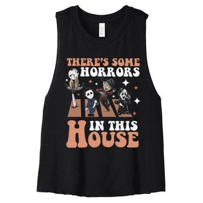 ThereS Some Horrors In This House Funny Horror Characters Women's Racerback Cropped Tank