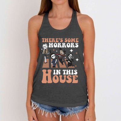 ThereS Some Horrors In This House Funny Horror Characters Women's Knotted Racerback Tank