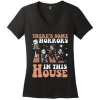 ThereS Some Horrors In This House Funny Horror Characters Women's V-Neck T-Shirt