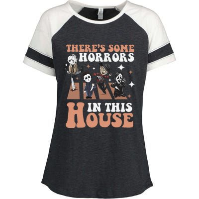 ThereS Some Horrors In This House Funny Horror Characters Enza Ladies Jersey Colorblock Tee