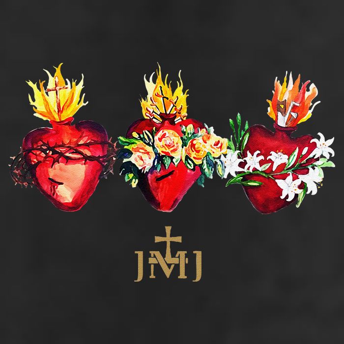 Three Sacred Hearts Of Jesus Mary Joseph Jmj Catholic Cool Comfort Performance Bucket Hat