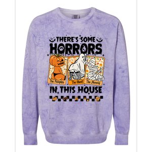 There’S Some Horrors In This House Retro Halloween Colorblast Crewneck Sweatshirt