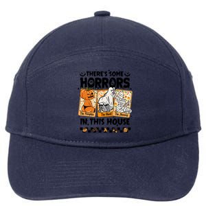 There’S Some Horrors In This House Retro Halloween 7-Panel Snapback Hat