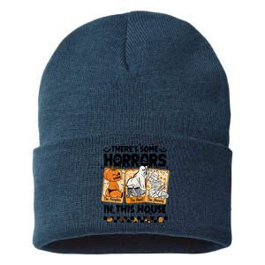 There’S Some Horrors In This House Retro Halloween Sustainable Knit Beanie