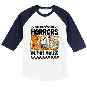 There’S Some Horrors In This House Retro Halloween Baseball Sleeve Shirt