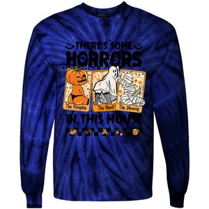 There’S Some Horrors In This House Retro Halloween Tie-Dye Long Sleeve Shirt