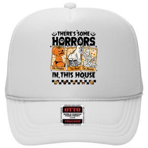 There’S Some Horrors In This House Retro Halloween High Crown Mesh Back Trucker Hat