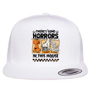 There’S Some Horrors In This House Retro Halloween Flat Bill Trucker Hat